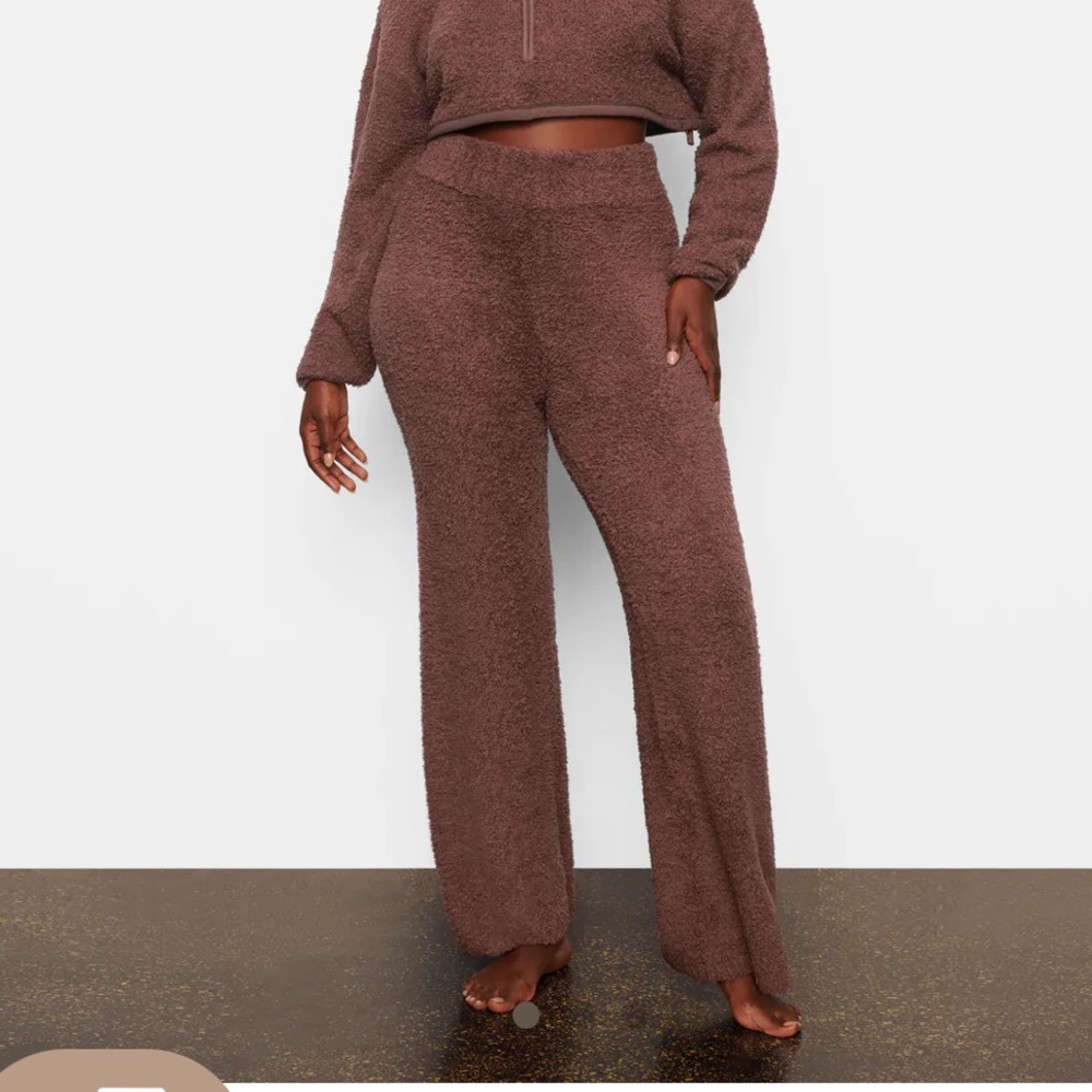 Skims Cozy Knit Wide Leg Pants Garnet 4X/5X NWT